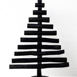 Gothic minimalist Christmas tree, mini holiday tree, wooden Xmas tree, black Xmas decor, decorative New Year wooden tree, Christmas decor
