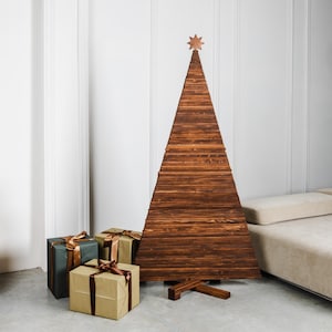 Brown large Christmas tree, alternative pallet Xmas tree, coffee color fake Christmas tree, eco friendly wood tree, rustic Xmas decor
