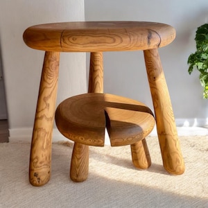 Pedestal de madera marrón para plantas, soporte para plantas de flores, taburete de 3 patas, elevador grueso de madera, pedestal decorativo de madera de fresno, decoración de baño