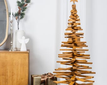Big New year tree, brown Christmas tree, rustic Xmas decor, coffee color faux Christmas tree, seasonal home decor, farmhouse Christmas tree