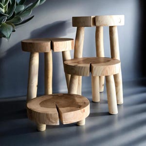 bedside table,
handmade furniture,
round stool,
plant display,
ash wood furniture,
mini coffee table,
indoor plant stand,
handmade stool,
small end table,
small wooden stool,
modern coffee table,
ash wood decor,
round coffee table