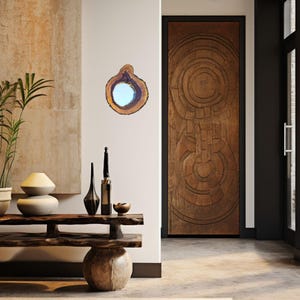 Walnut framed mirror, contemporary rustic wall mirror, handmade mirror, solid wood mirror, aesthetic irregular mirror, wooden framed mirror