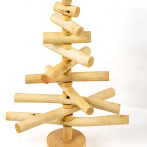 Árbol de Navidad minimalista de madera clara, árbol de Navidad pequeño, árbol natural de interior, árbol de color claro, decoración de granja, idea de regalo de Navidad
