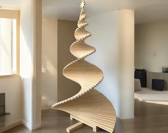 Árvore de Natal de madeira natural sustentável, presente de decoração festiva para casa, celebração familiar, peça central sazonal de inverno, instalação DIY 2025