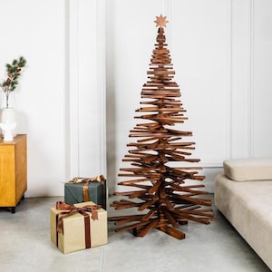 Large holiday tree, brown Christmas tree, sustainable tree decor, seasonal home decor, pallet Christmas tree, New Year symbol, rustic decor