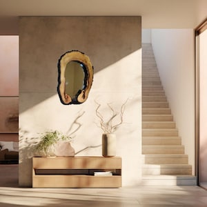 Walnut wood frame mirror, live edge mirror, handmade furniture, natural wood mirror, modern house decor, rustic wall mirror, framed mirror