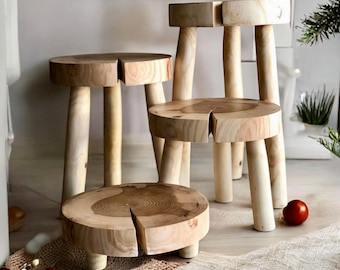 Christmas gift high quality wood stands, New home ornament, Modern natural stool, Handmade furniture, Scandinavian decor, Family everything
