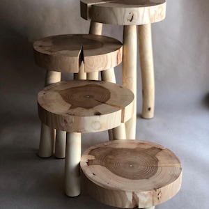 Taburete redondo simple multifuncional, taburete de tocón, taburete de 3 patas, soporte para maceta, decoración de granja, mini silla escandinava, taburete rústico