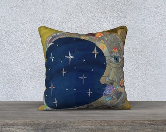 Original art by Brushy Creek - Moon pillow