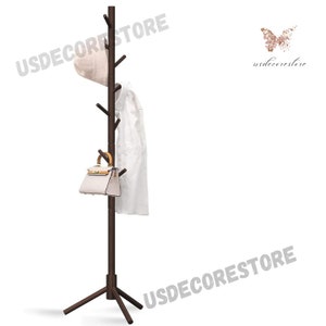 Wooden Standing Coat Rack With Hooks | Modern Coat Rack | Clothing Rack | Coat Hanger | Standing Coat Rack | Rustic Coat Rack