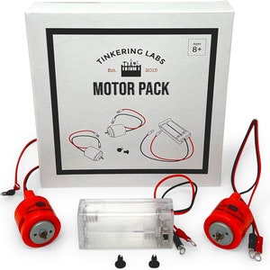 Tinkering Labs Motor Pack - Battery Pack and Two Motors with Casings and Wires for Main Robotics STEM Kit