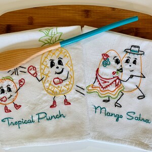 So Fruity Hand Embroidered Dish Towels