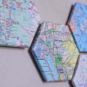 Custom Map Hexagon Travel Tiles, Coasters, Gift, Wall Decor, Custom Home Decor, Map Gift, Travel Gift image 8