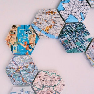 Custom Map Hexagon Travel Tiles, Coasters, Gift, Wall Decor, Custom Home Decor, Map Gift, Travel Gift image 4