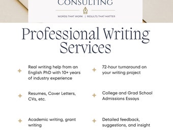 Writing Assistance - Cover Letters, Resumes, College Writing, Admissions Essays - Proofreading, Editing, Guidance