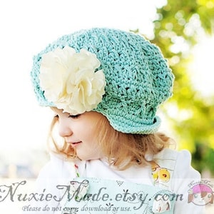 Robins Egg Blue Newsboy Hat Child Crochet Hat Newsboy Apple Cap Turquoise Hat Girls Winter Hat Fall Hat Crochet Girl Hat Beanie with Brim image 1