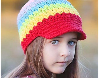 Rainbow Newsboy Hat for Toddler, Rainbow Crochet Hat, Girls Crochet Hat, Crochet Newsboy Hat, Newsboy, Colorful Hat, Rainbow Winter Hat