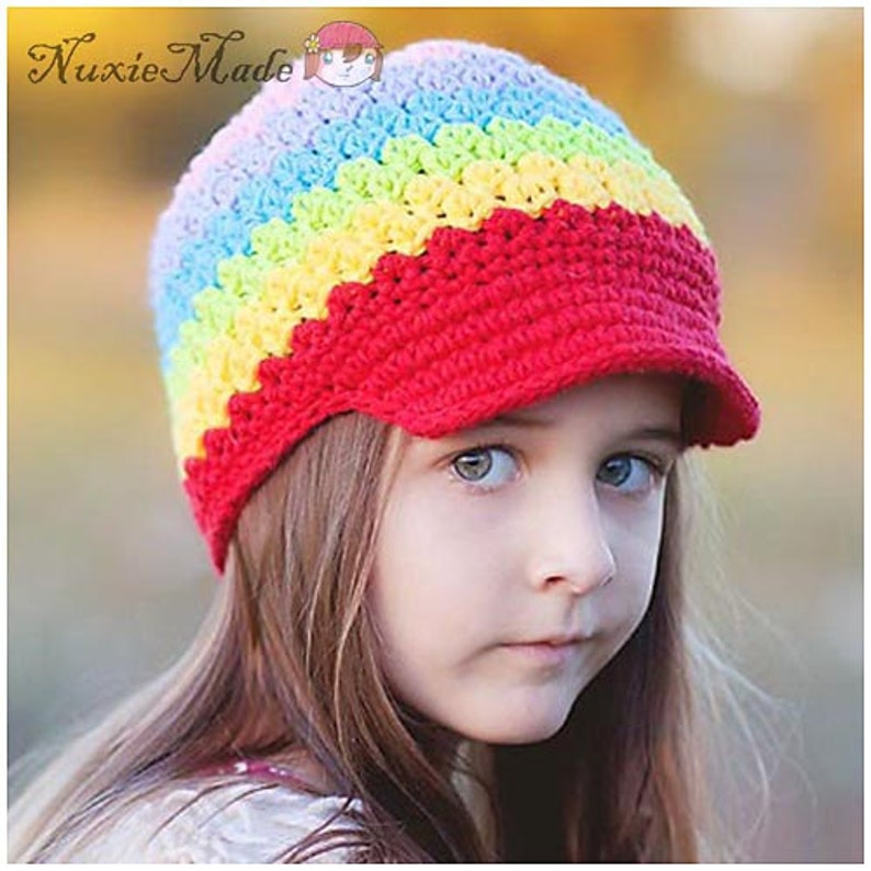 Rainbow Newsboy Hat for Toddler, Rainbow Crochet Hat, Girls Crochet Hat, Crochet Newsboy Hat, Newsboy, Colorful Hat, Rainbow Winter Hat image 1
