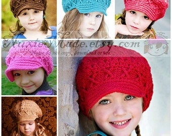 Newsboy Custom Color Hat / Winter hat / Girls Crochet hat / Apple Cap Hat for Girls / Childrens hat / Kids Hat / Custom hat / Fall Hat