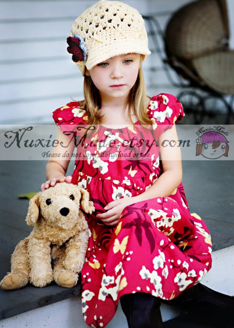 Crochet Cream Newsboy Hat Cream Hat With Flowers Kids Newsboy Hat Girls