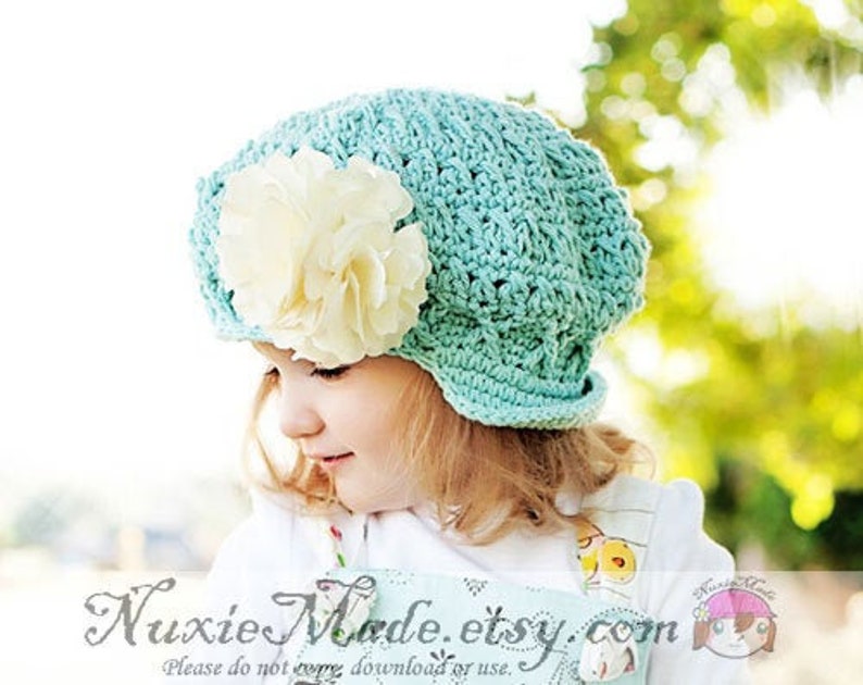 Robins Egg Blue Newsboy Hat Child Crochet Hat Newsboy Apple Cap Turquoise Hat Girls Winter Hat Fall Hat Crochet Girl Hat Beanie with Brim image 1