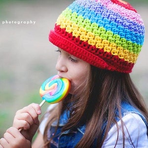 Rainbow Newsboy Hat for Toddler, Rainbow Crochet Hat, Girls Crochet Hat, Crochet Newsboy Hat, Newsboy, Colorful Hat, Rainbow Winter Hat image 2