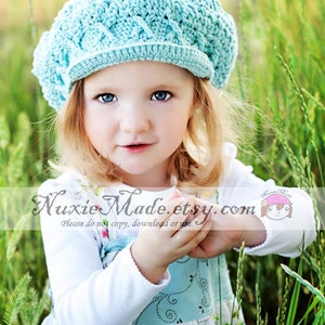 Robins Egg Blue Newsboy Hat Child Crochet Hat Newsboy Apple Cap Turquoise Hat Girls Winter Hat Fall Hat Crochet Girl Hat Beanie with Brim image 4