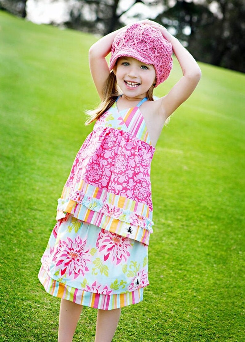 Rose Pink Newsboy Winter Hat / Girls Newsboy Hat / Crochet Hat with Brim / Warm Child Hat / Apple Cap / Preteen Newsboy / Toddler Girls Hat image 1