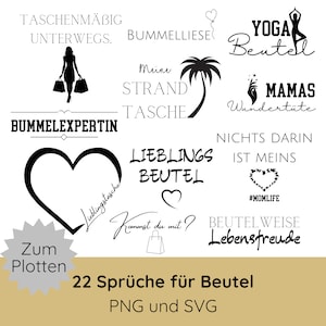 Plotterdatei Sprüche für Beutel Taschen PNG SVG · Cricut Silhouette Studio · Tasche svg Bundle · Jutetasche plotten svg · Eine von den Juten