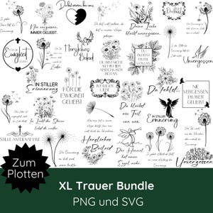 Plotterdatei Trauer XL Bundle SVG PNG · Pusteblume svg für Trauerkerzen, Trauerkissen · Trauerkarte svg · Trauersprüche · Abschied svg