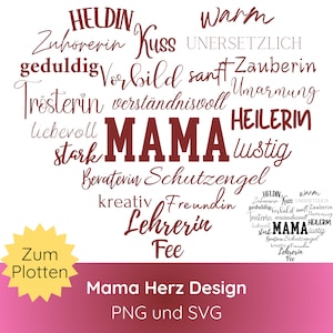 Deutsche Plotterdatei Mama Herz SVG PNG · Cricut Silhouette Studio · Plotten Mama · Herz SVG · Plotterdatei Muttertag · Shirtdesign svg