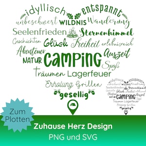 Archivo de trazador alemán Camping SVG PNG · Caravana svg · Cricut Silhouette Studio · Archivo de trazador Camper · Corazón SVG · Camping Sayings · Viajes