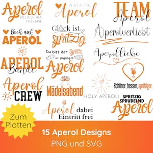 Plotterbestand Aperol SVG PNG · Duitse bundel · Cricut Silhouette Studio · Duitse gezegden SVG · Drinken SVG · Aperol gezegden · Shirt SVG