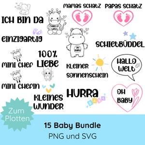 Pacote de arquivos de plotter PNG SVG para bebês · Presentes de nascimento · Cricut Silhouette Studio · Provérbios alemães svg · Bem-vindo · Olá, mundo