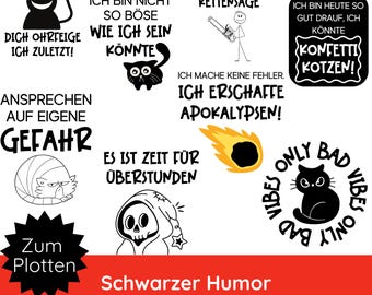 Plotter file funny sayings SVG PNG · Plotter file mug, shirt SVG · German sayings svg · short funny sayings · Black humor svg
