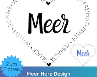 File SVG PNG a forma di cuore marino per plotter (tedesco) · Cricut Silhouette Studio · SVG nautico · SVG a forma di cuore · Clipart nautica · SVG per design di magliette · SVG da viaggio