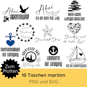 Detti tedeschi per borse file plotter SVG PNG · Proverbi tascabili bundle SVG · File plotter marittimo · Cricut Silhouette Studio · Borsa SVG