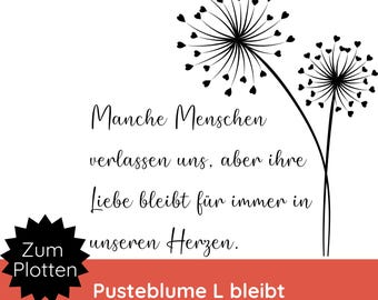 Dandelion plotter file German condolence message SVG PNG · Plotter file condolence SVG · Farewell SVG · You are missed SVG · Remembrance, funeral service