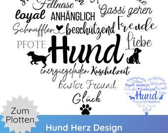 German plotter file dog heart SVG PNG · Cricut Silhouette Studio · Plotting dogs · Heart SVG · Dog sayings SVG · Shirt design SVG