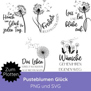 Fichier traceur Pissenlits avec dicton SVG PNG · Bonheur SVG · Dictons inspirants · Tasse, taie d'oreiller, cadeau · Cricut Silhouette Studio