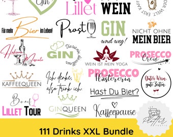 File plotter tedesco Bevande Pacchetto XXL SVG PNG · Caffè SVG · Detti tedeschi SVG · Gin Lillet SVG · Alcol SVG · File plotter Vino