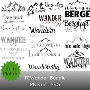 Plotterdatei Wandern Berge SVG PNG · Cricut Silhouette Studio · Deutsche Sprüche svg · Bergliebe svg Bundle · Reise svg · Bergurlaub svg
