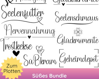 Plotterdatei Sprüche Vorratsdosen PNG SVG · Cricut Silhouette Studio · Deutsche Sprüche svg · Süßigkeiten, Nervennahrung, Kekse, Süßes