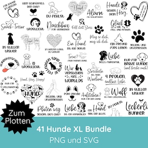 Plotter file dog SVG PNG · Dog sayings svg XL bundle · German dog sayings plotter · svg file dog · Shirt svg · Silhouette Studio
