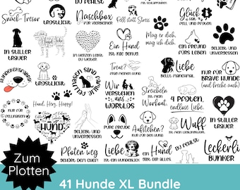 Plotter file dog SVG PNG · Dog sayings svg XL bundle · German dog sayings plotter · svg file dog · Shirt svg · Silhouette Studio