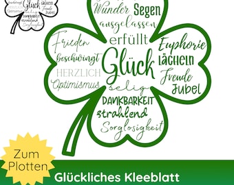 Clover plotter file "Lucky" SVG PNG · Lucky charm decoration · Happiness plotter · Cricut Silhouette Studio · Birthday SVG · Gift for Mom
