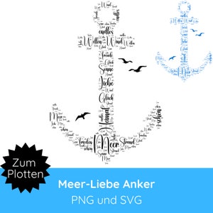 Fichier de traceur d’ancre SVG PNG · Maritime svg · Mer SVG · Mouettes svg · Clipart nautique · Conception de chemise svg · Cricut Silhouette Studio · Ancre svg