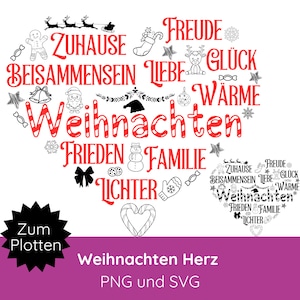SVG Navidad · Archivo de trazador navideño alemán PNG SVG · Cricut Silhouette Studio · Navidad svg · Trazar decoraciones navideñas · Corazón svg