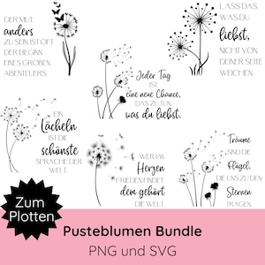 Plotterdatei Pusteblumen mit Spruch SVG PNG · motivierende Sprüche · Tasse, Kissenbezug,  Jutebeutel, Geschenk · Cricut Silhouette Studio