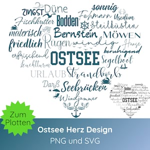 File plotter tedesco Mar Baltico Cuore SVG PNG Cricut Silhouette Studio Marittimo SVG Cuore SVG Clipart nautico Camicia SVG Gabbiani SVG